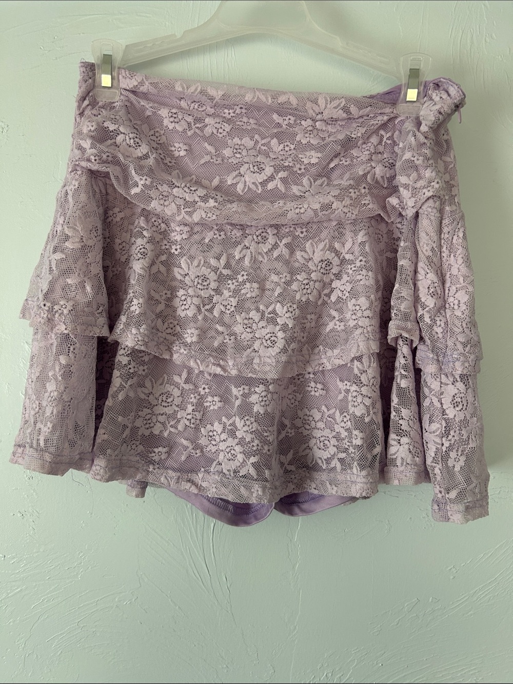 Lavender Lilac Lace Ruched Ruffle Skort